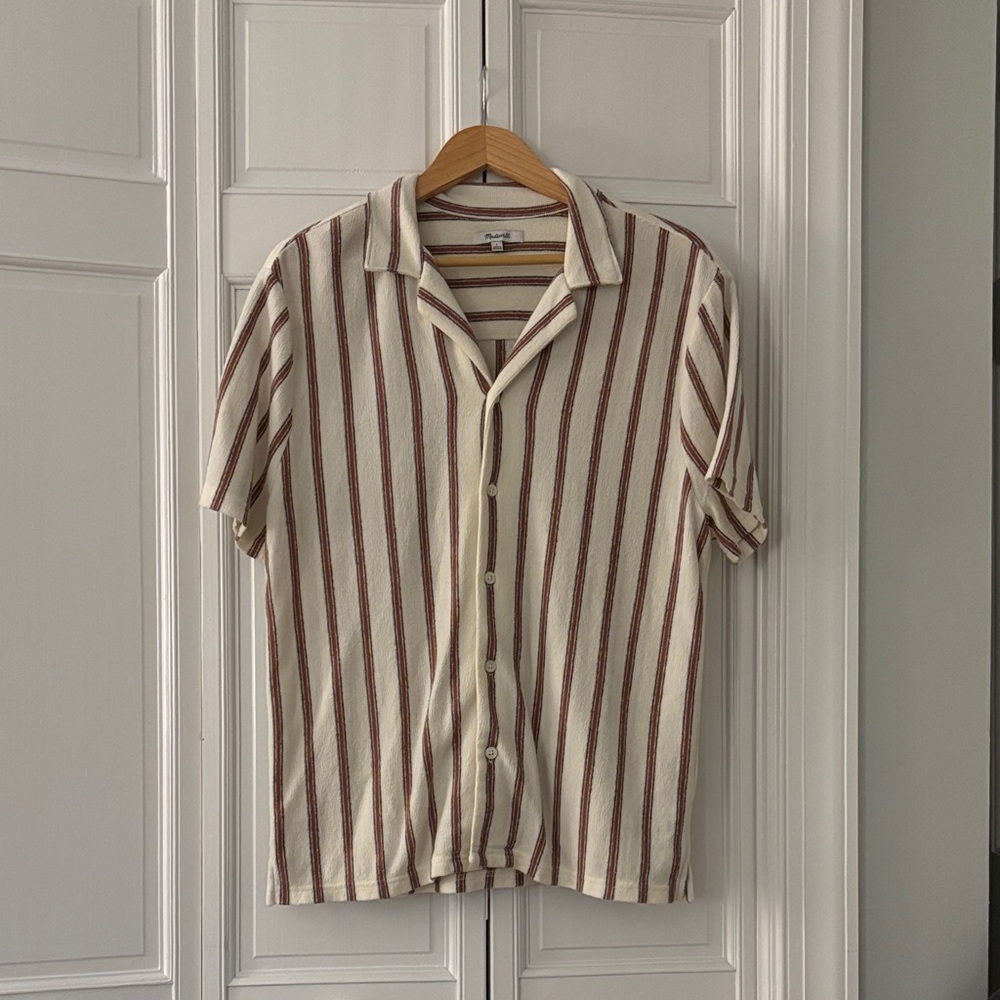 Striped Cream and Brown Men's Shirt